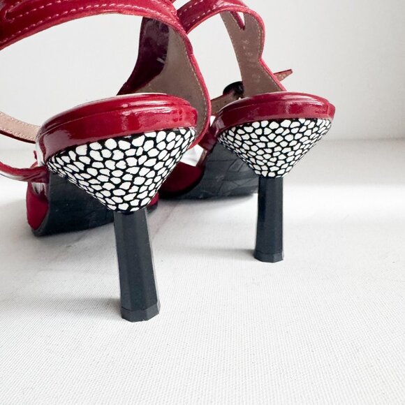 BeautyFeel Red suede  Adjustable Open Toe Party Dance Heels  42 - Picture 4 of 5